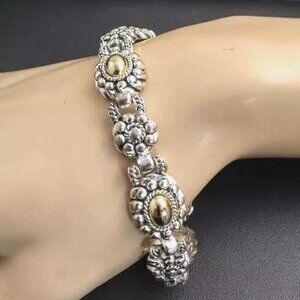 Fashion Jewelry Bracelet silvertone & goldtone magnetic closure